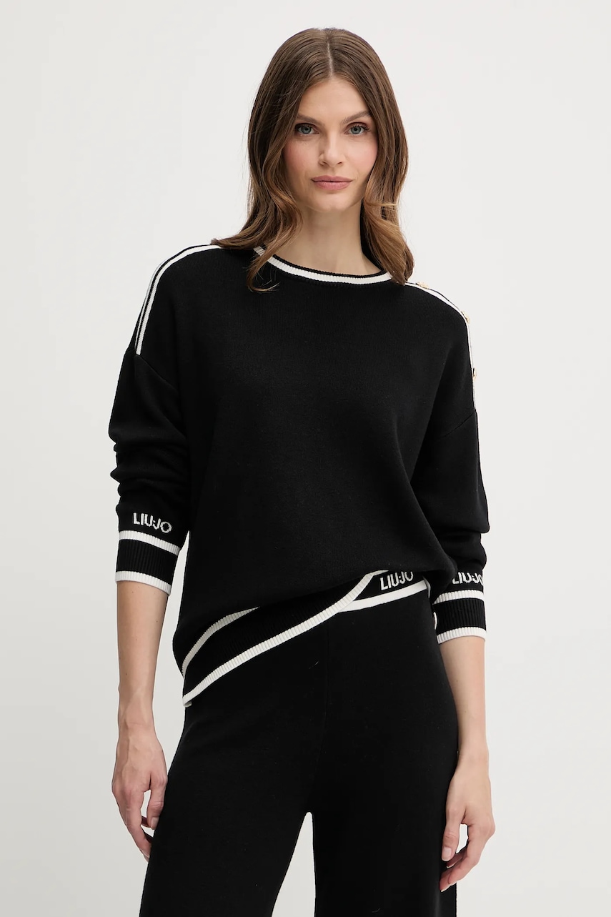 Svetr z hedvábné směsi Liu Jo dámský, černá barva, TF5230.MS59L
