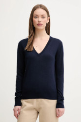 Svetr z hedvábné směsi United Colors of Benetton dámský, tmavomodrá barva, 1ZRED402L