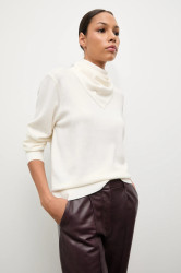 Svetr z merino vlny se šátkem Answear.LAB dámský, béžová barva