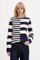 Svetr z vlněné směsi Desigual MALMOE dámský, tmavomodrá barva, 25WWJF17