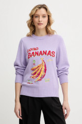 Svetr z vlněné směsi Farm Rio dámský, fialová barva, 352087