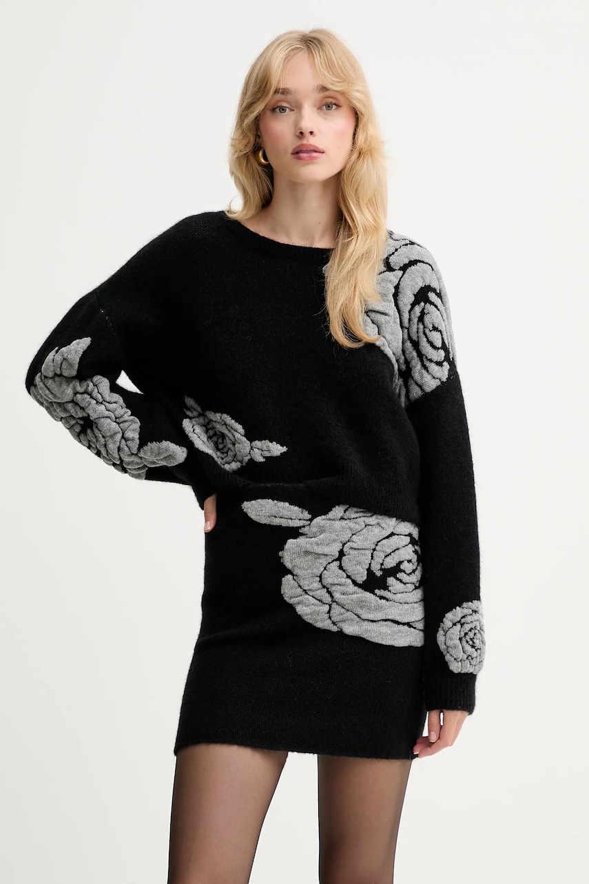 Svetr z vlněné směsi Gestuz dámský, černá barva, 10910594