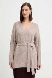 Svetr z vlněné směsi Guess KIYOKA dámský, hnědá barva, W5BR0P Z4302