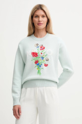 Svetr z vlněné směsi Kenzo dámský, tyrkysová barva, FF62PU7303BG