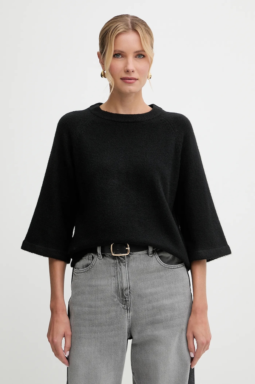 Svetr z vlněné směsi Morgan dámský, černá barva, MDELIA