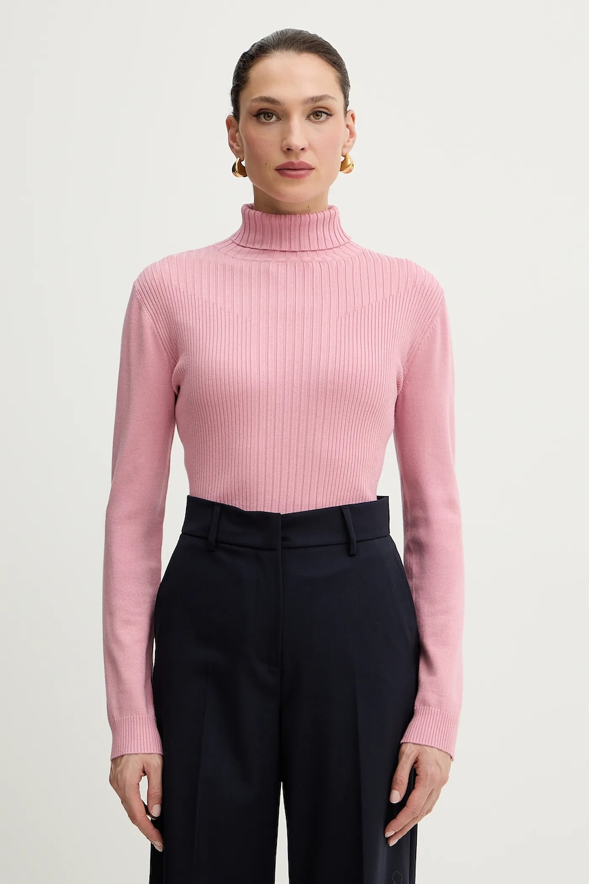 Svetr z vlněné směsi Morgan dámský, růžová barva, MENTOL