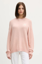 Svetr z vlněné směsi New Era dámský, oranžová barva, 60684501