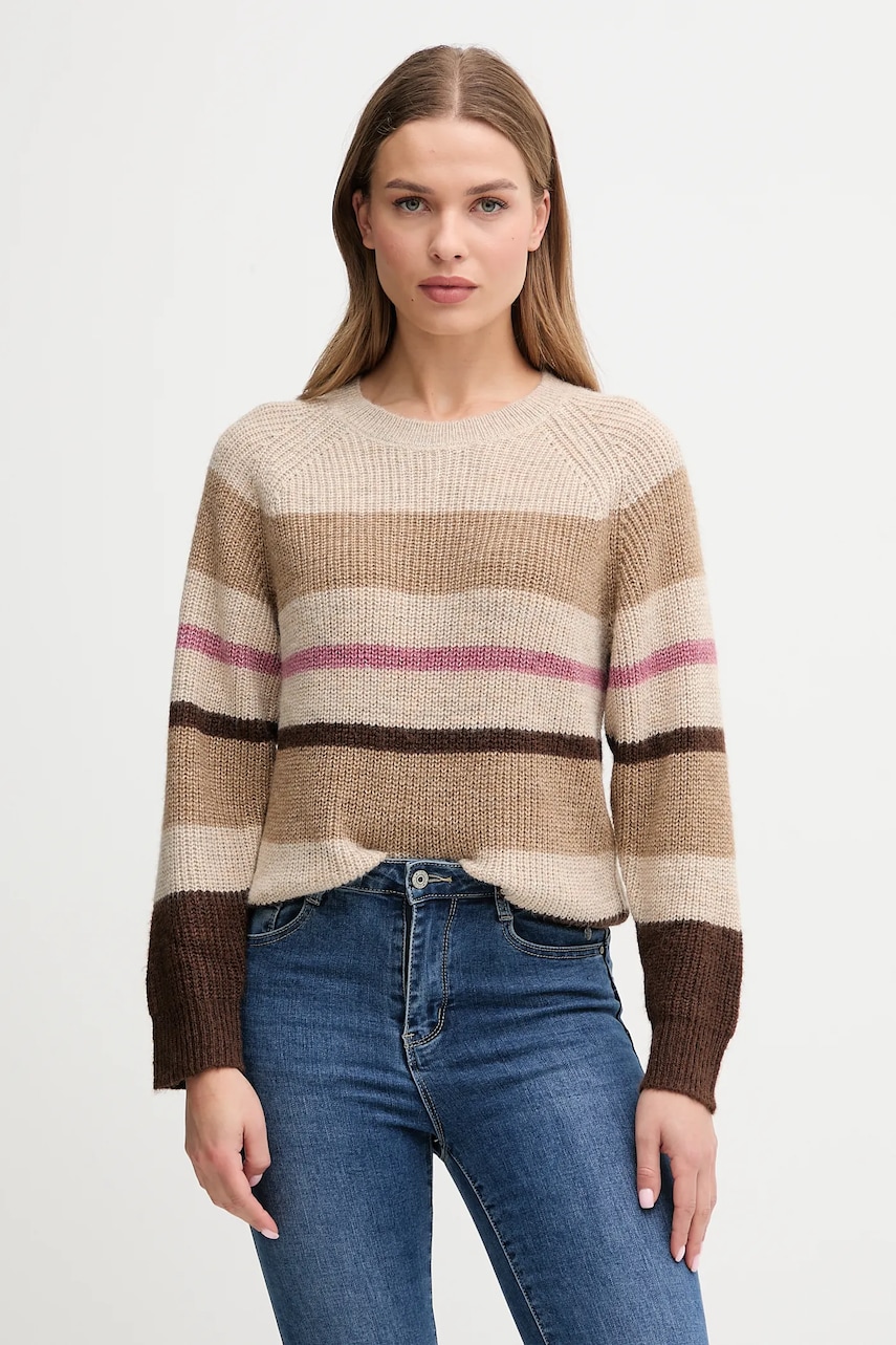 Svetr z vlněné směsi Pepe Jeans dámský, béžová barva, PL7000046