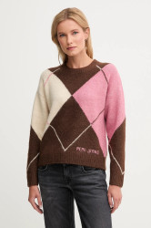Svetr z vlněné směsi Pepe Jeans dámský, hnědá barva, PL7000037