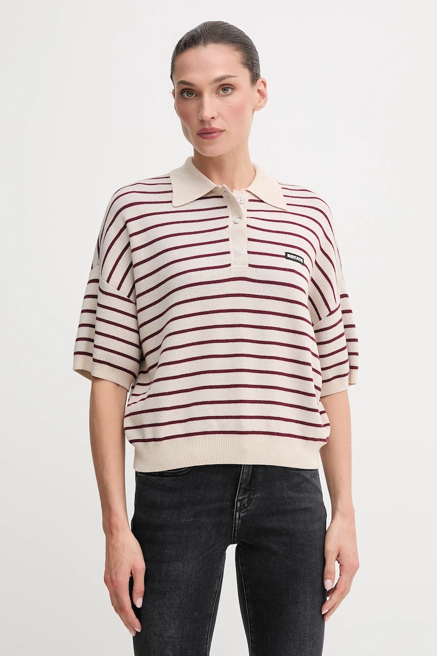 Svetr z vlněné směsi Rotate dámský, béžová barva, 1143041764