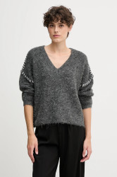 Svetr z vlněné směsi Sandro Ferrone dámský, šedá barva, S87YBFGAL
