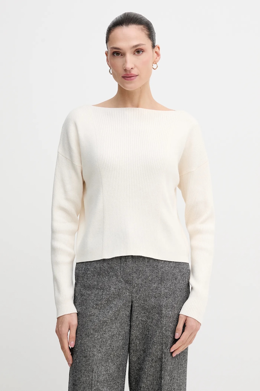 Svetr z vlněné směsi Sisley dámský, béžová barva, 1KHTL106J