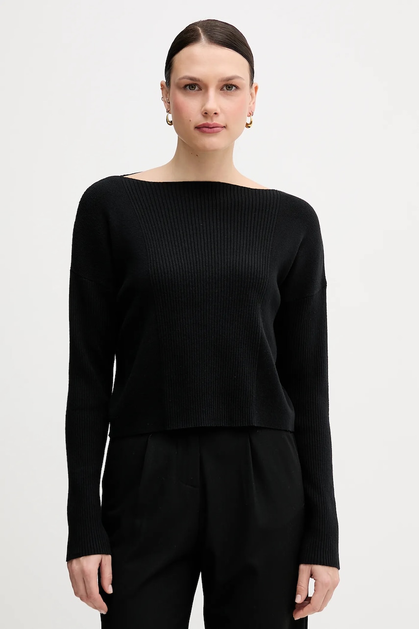 Svetr z vlněné směsi Sisley dámský, černá barva, 1KHTL106J