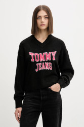 Svetr z vlněné směsi Tommy Jeans dámský, černá barva, DW0DW21711