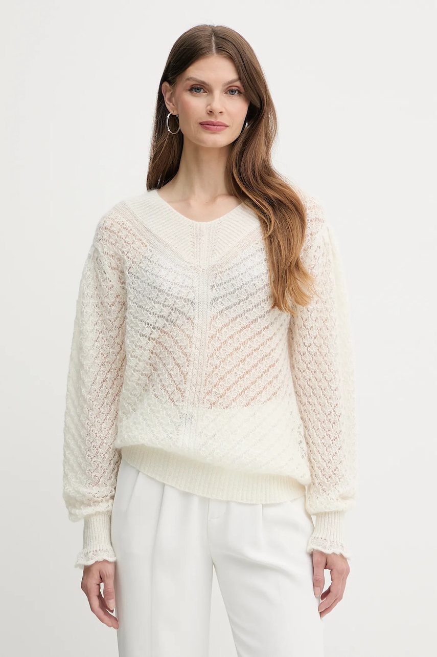 Svetr z vlněné směsi Twinset dámský, béžová barva, 252TP3522