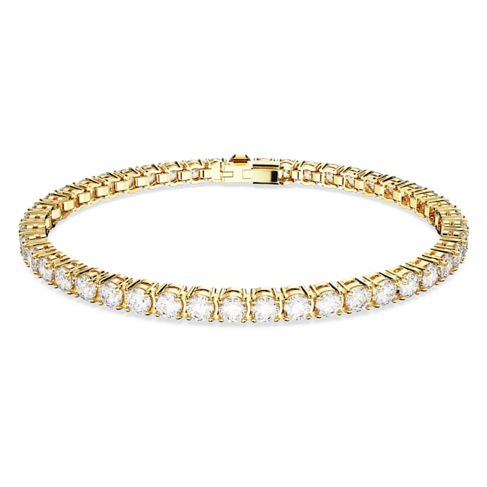 Swarovski Nadčasový pozlacený náramek se zirkony Matrix Tennis 5657662 16,5 cm