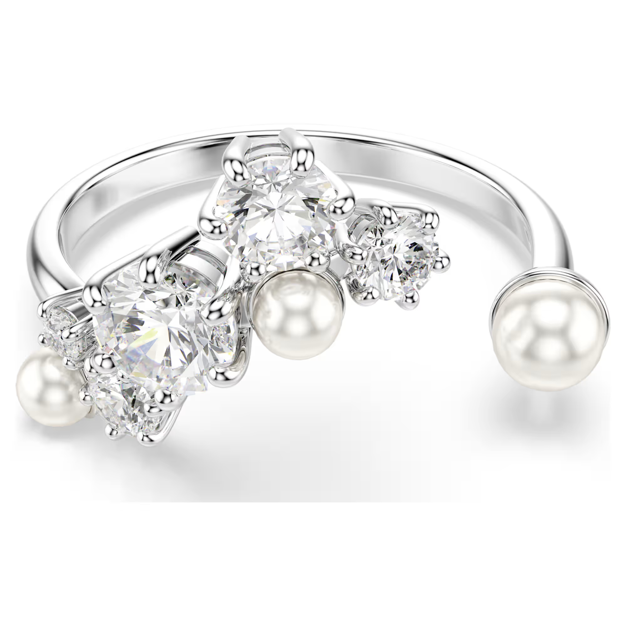 Swarovski Otevřený prsten s křišťálovou perlou a krystaly Constella 5705597 50 mm