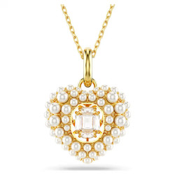 Swarovski Pozlacený náhrdelník Srdce s perlami Idyllia 5680399