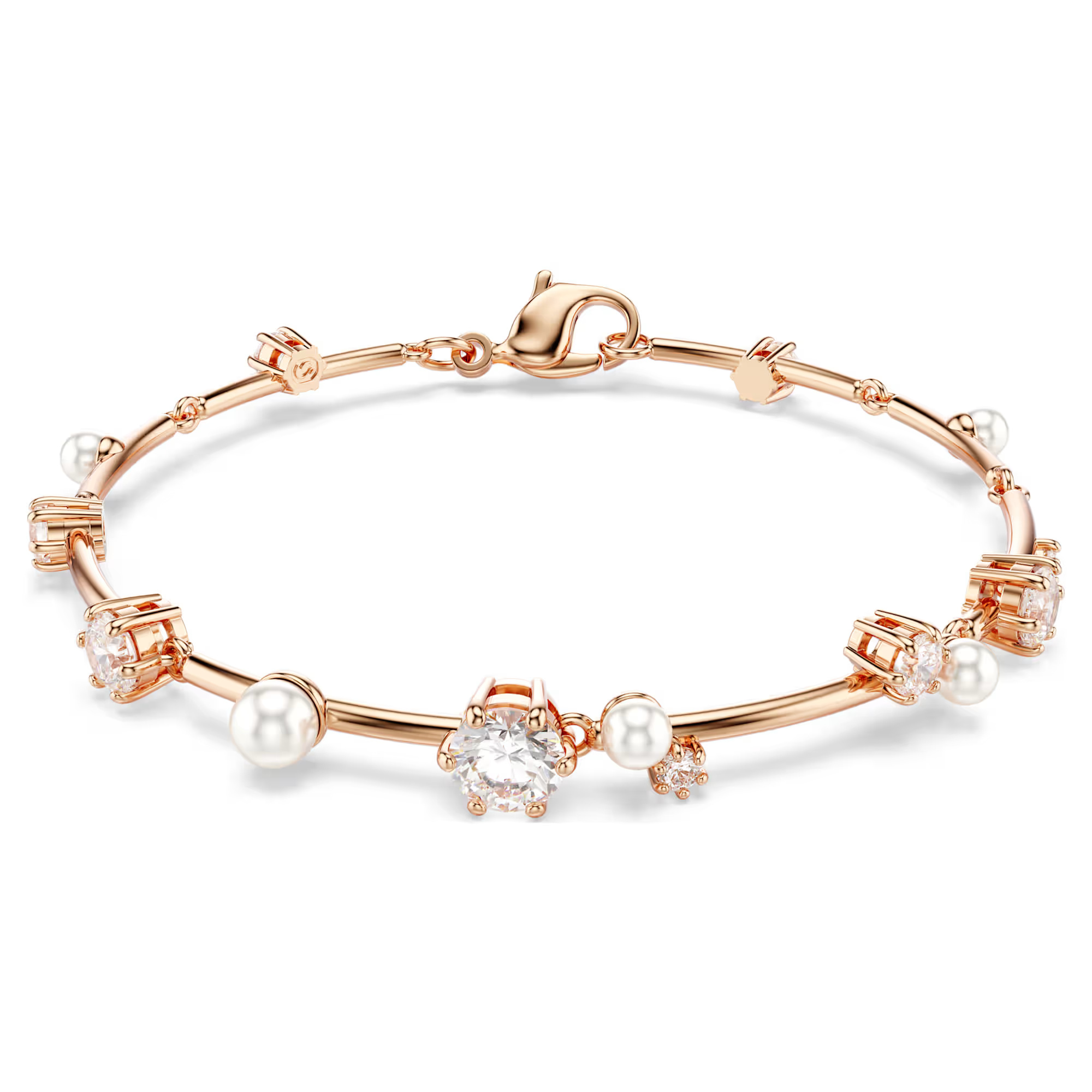 Swarovski Pozlacený náramek s krystaly a perličkami Constella 5729505