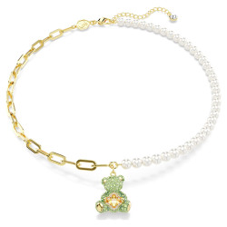 Swarovski Roztomilý pozlacený náhrdelník se Swarovski perlami Teddy 5669162