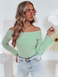 Sweter damski one size z odkrytymi ramionami SHOWIT jasnozielony Dstreet