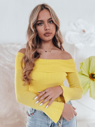 Sweter damski one size z odkrytymi ramionami SHOWIT żółty Dstreet