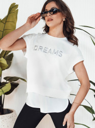 T-shirt damski DREAMY ecru Dstreet