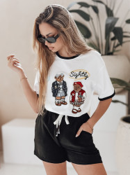 T-shirt damski oversize z haftem CLASSY TEDDY biały Dstreet