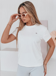 T-shirt damski prążkowany SMILE FOR YOU biały Dstreet