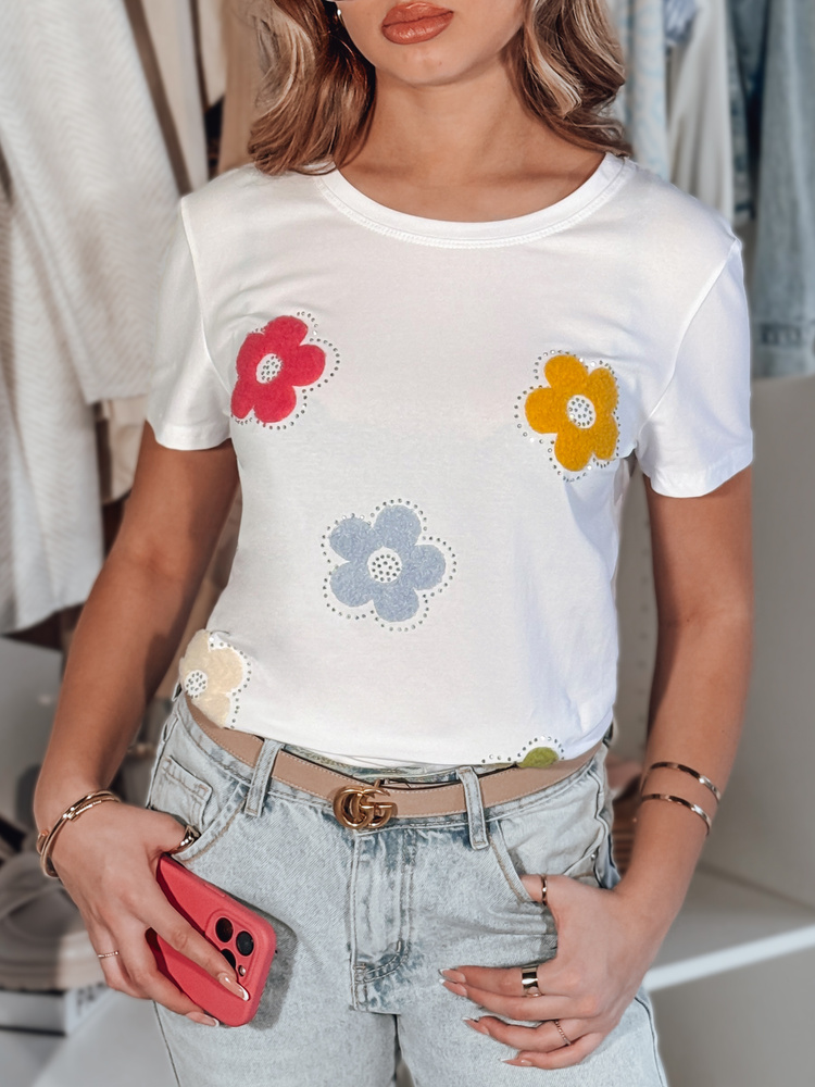 T-shirt damski w kwiaty DAISYLA biały Dstreet
