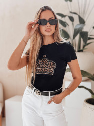 T-shirt damski z koroną BLINGESSO czarny Dstreet