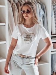 T-shirt damski z misiem TEDDYCAP biały Dstreet