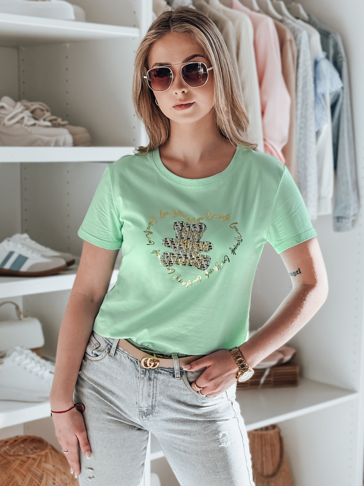T-shirt damski z misiem TEDDYCAP miętowy Dstreet