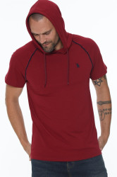 T8570 DEWBERRY HOODED MEN'S T-SHIRT-BURGUNDY
