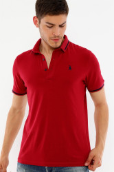 T8586 DEWBERRY MEN'S POLO NECK T-SHIRT-BURGUNDY