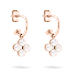 Tamaris Slušivé bronzové kruhové náušnice 2v1 Flower Pearl TJ-0522-E