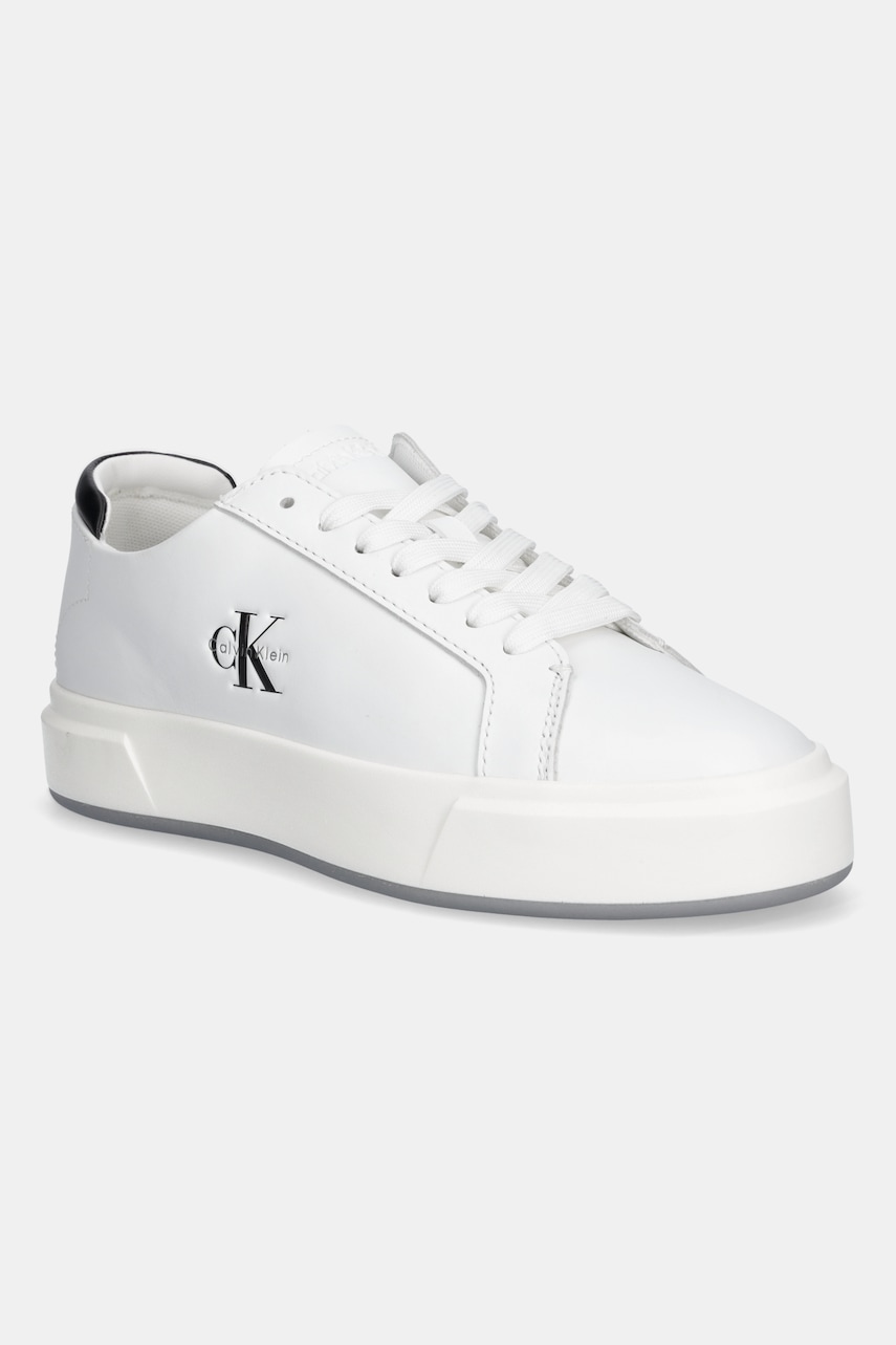 Tenisky Calvin Klein BASKET LACE UP LTH ML dámské, bílá barva, YW0YW01945