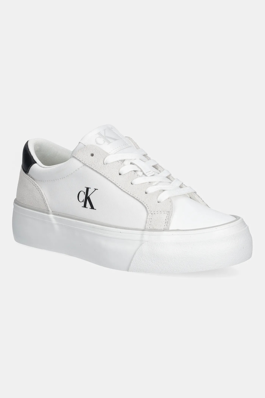Tenisky Calvin Klein Jeans VULC FLATFORM MG NYLON MIX dámské, bílá barva, YW0YW01896