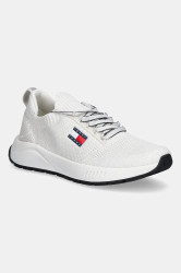 Tenisky Tommy Jeans TJM RUNNER KNITTED pánské, bílá barva, EM0EM01580