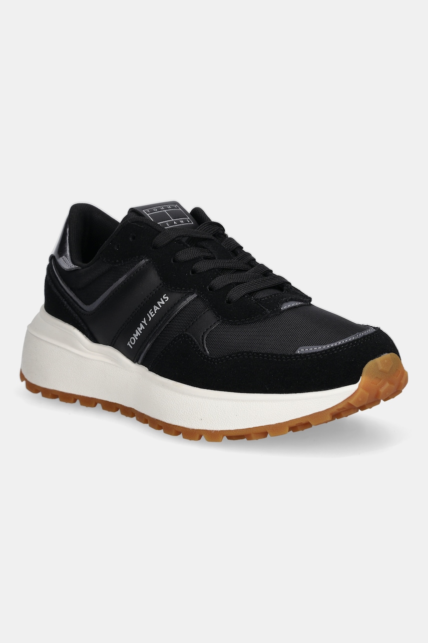 Tenisky Tommy Jeans TJW CLEATED RUNNER dámské, černá barva, EN0EN02861