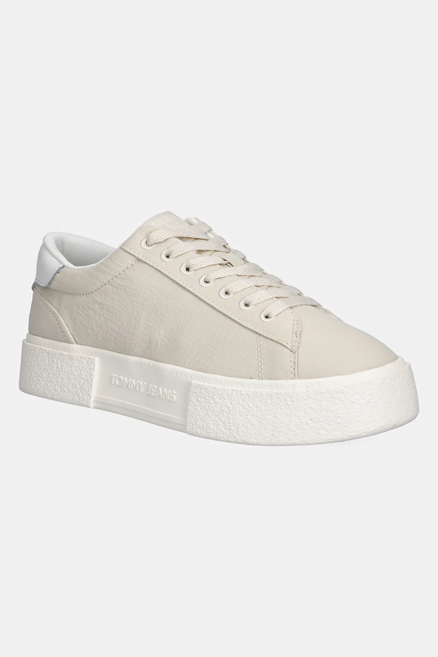 Tenisky Tommy Jeans TJW FLATFORM SNEAKER dámské, béžová barva, EN0EN02819