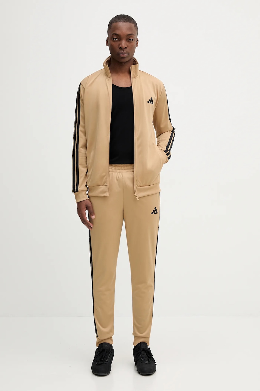 Tepláková souprava adidas 3-Sripes pánská, béžová barva, JX5501