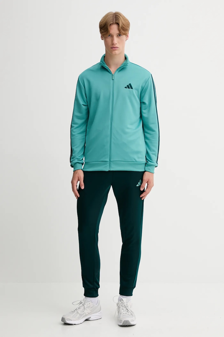 Tepláková souprava adidas 3-Sripes pánská, zelená barva, JX5518