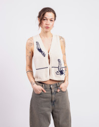 Thinking MU Swimmers Ecru Robbie Knitted Vest ECRU XS