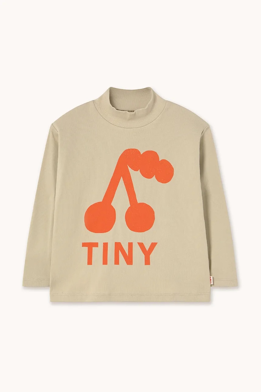 Tinycottons  Dětské bavlněné tričko s dlouhým rukávem  CHERRY GRAPHIC RIB MOCKNECK