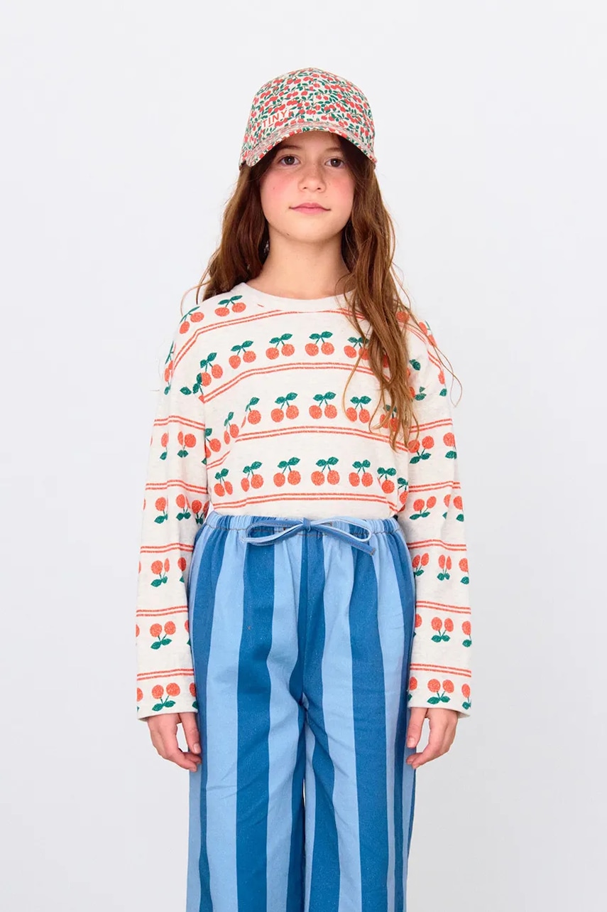 Tinycottons  Dětské bavlněné tričko s dlouhým rukávem  CHERRY PATTERN RIB TEE