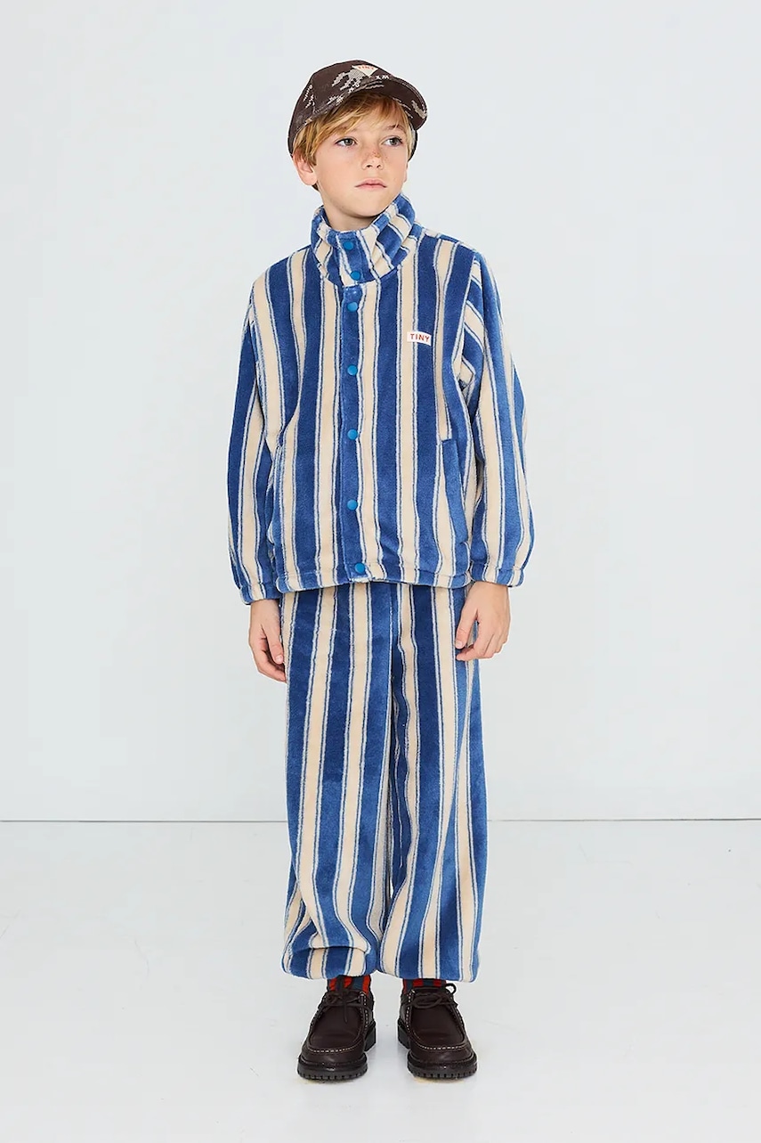 Tinycottons  tepláky dětské fleecové BLUE RETRO STRIPES POLAR SWEATPANT