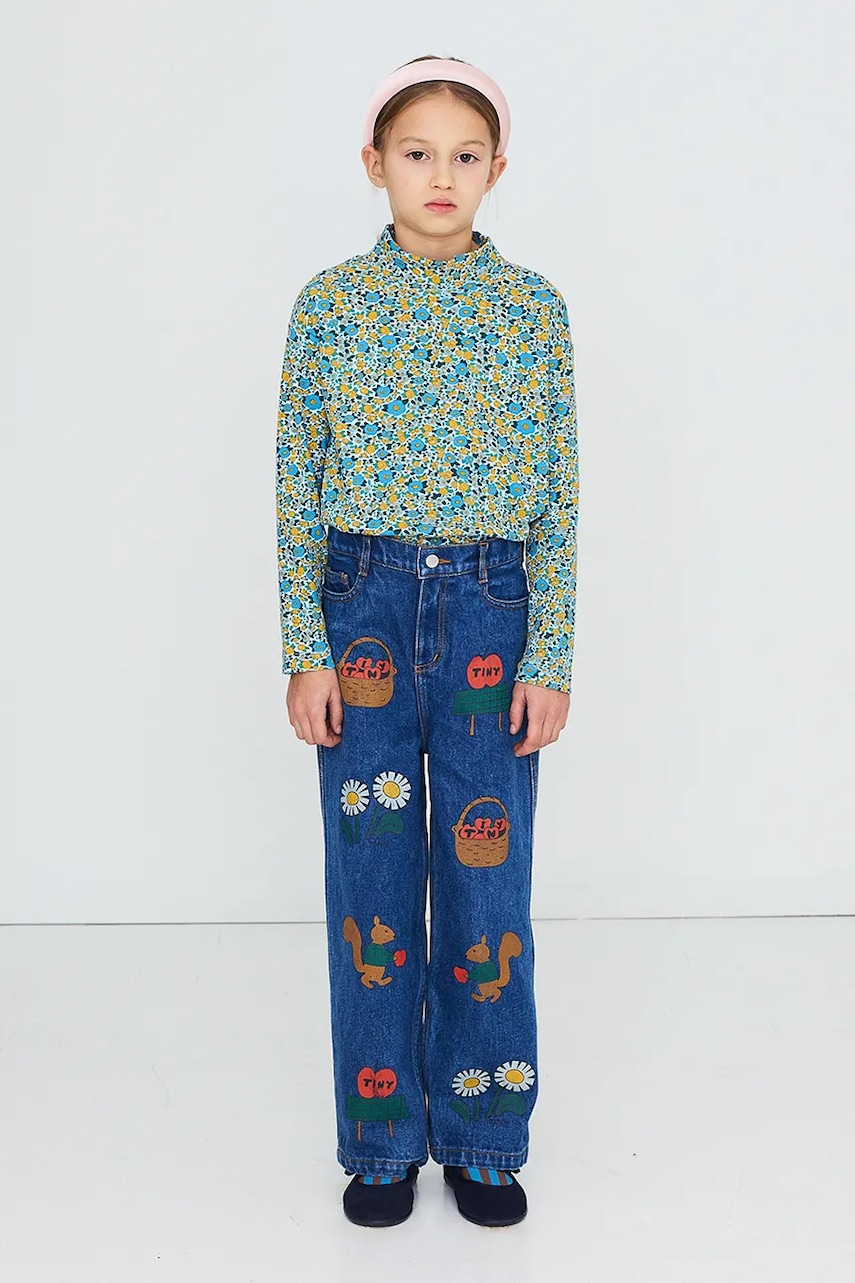 Tinycottons  tričko s dlouhým rukávem dětské bavlněné s elastanem FLOWER PATTERN RIB MOCKNECK