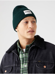 Tmavě zelená pánská žebrovaná zimní čepice Wrangler - Pánské