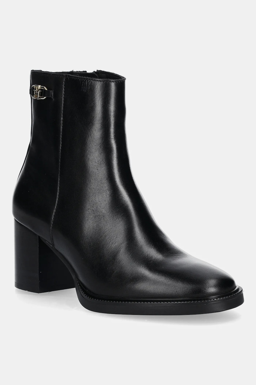 Tommy Hilfiger  Kožené kotníkové boty  STACKED HEEL LEATHER ANKLE BOOT